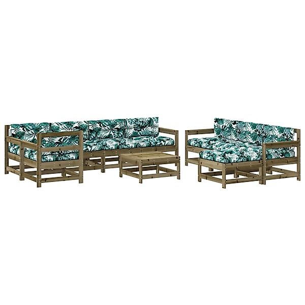 vidaXL 10-Tlg Garten-Lounge-Set mit Kissen Kiefernholz Imprägniert 3186087 günstig online kaufen