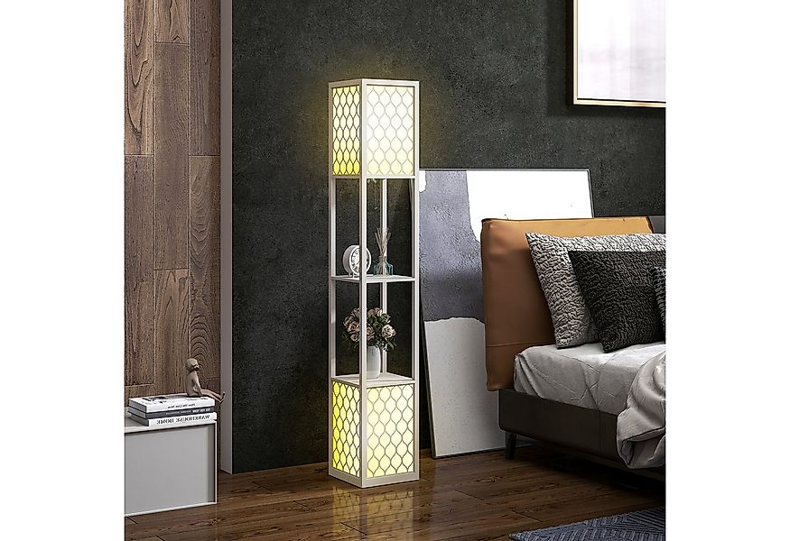 HOMCOM Stehlampe 40 W Standlampe mit E27 Sockel, 2 Ablagen, mit Doppellicht günstig online kaufen