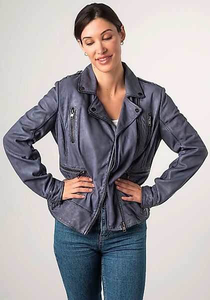 Mauritius Lederjacke "2Wtashi", mit Schulterklappen, mit Nieten, mit Zipper günstig online kaufen
