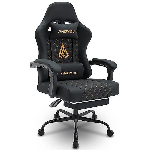 ANDYOU Gaming-Stuhl mit Lendenwirbelstütze, Fußstütze und günstig online kaufen
