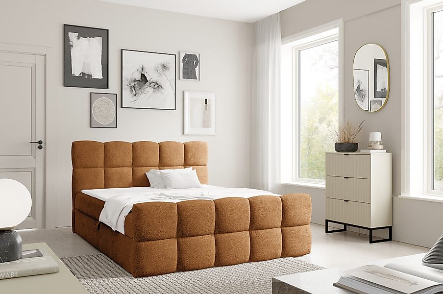 yourhouse24 Boxspringbett Valentino Bouclé (Boxspringbett mit günstig online kaufen