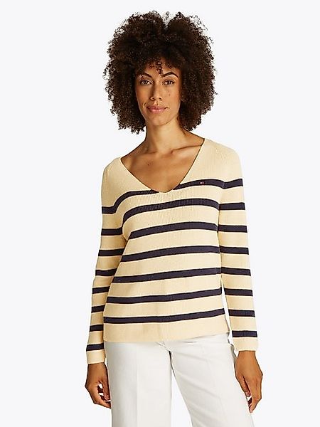 Tommy Hilfiger Strickpullover CO CARDI STITCH V-NK LS mit Logostickerei günstig online kaufen