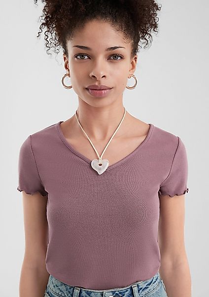 QS Kurzarmshirt Schmal geschnittenes T-Shirt aus günstig online kaufen
