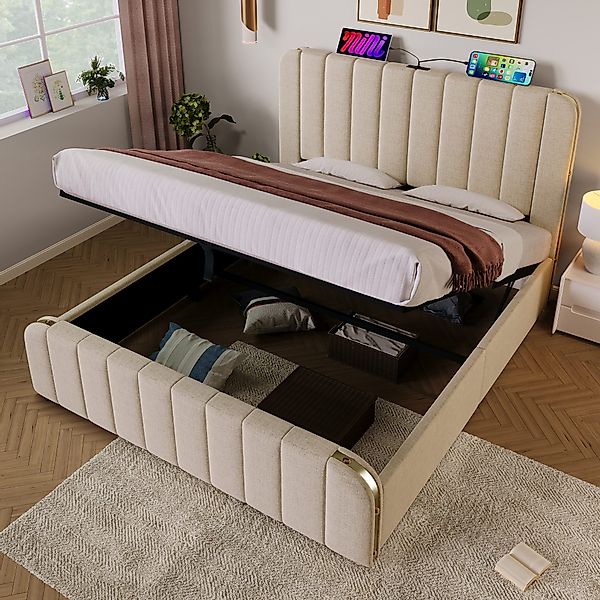 STILVORA Polsterbett Bettgestell 160×200 gepolsterte Kopfteil günstig online kaufen