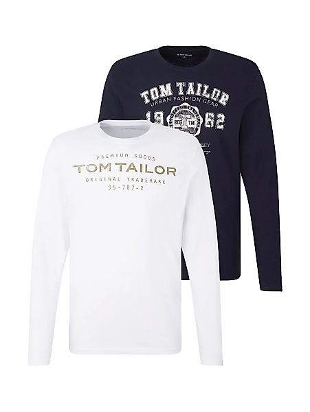 TOM TAILOR Langarmshirt Packung, 2 Stk. 2er Pack / mit Logo Print günstig online kaufen