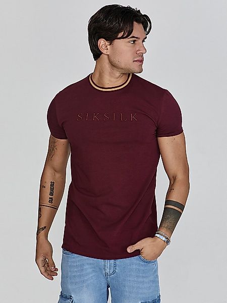Siksilk T-Shirt SikSilk Herren Bordeaux Muscle Fit T-Shirt günstig online kaufen