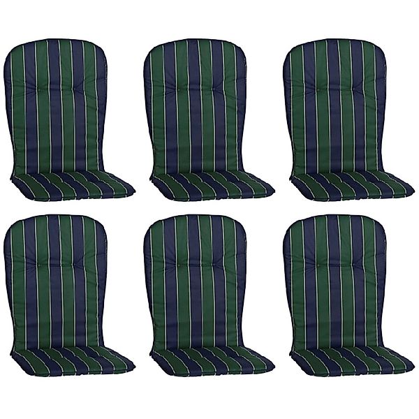 Beo Sitzauflage Hochlehner Mono 6er-Set Grün-Blau gestreift günstig online kaufen