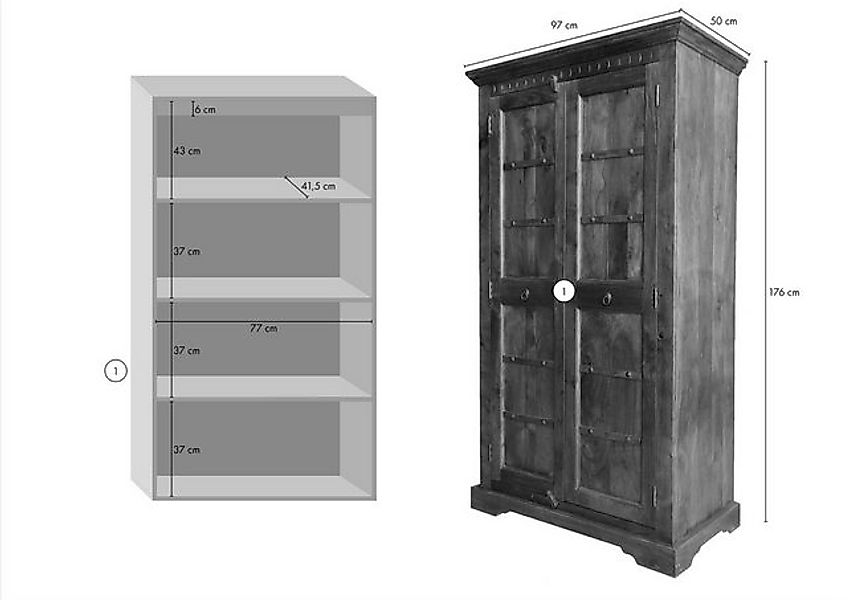 Massivmoebel24 Dreh-/Schwebetürenschrank (Schrank Akazie 97x50x176 honig la günstig online kaufen