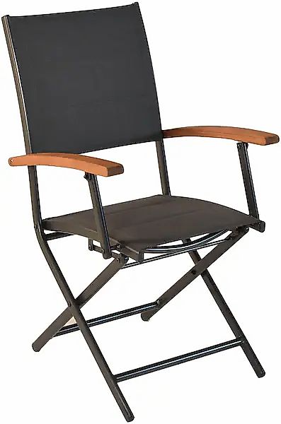 Merxx Paxos Gartensessel Gepolstert Klappbar 2er-Set Aluminium/Textil/Akazi günstig online kaufen