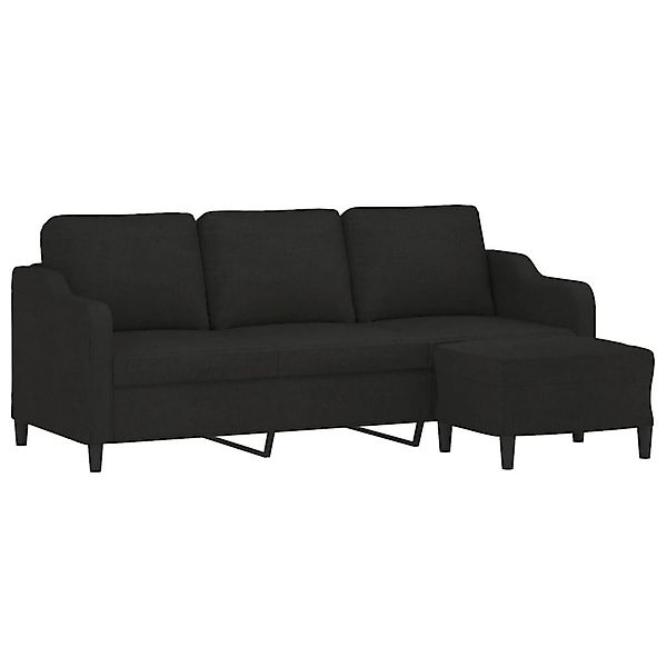 vidaXL Sofa 3-Sitzer-Sofa mit Hocker Schwarz günstig online kaufen