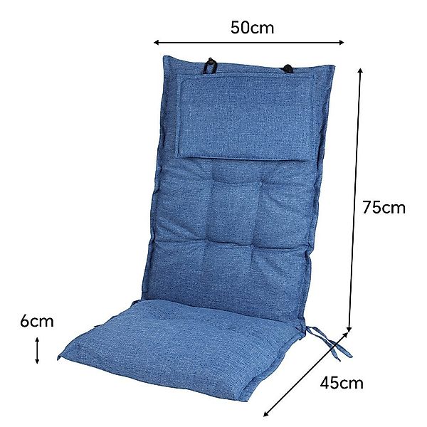 SLaaviinoo Hochlehnerauflage Gartenstuhlauflagen mit abnehmbarer Kopfstütze günstig online kaufen