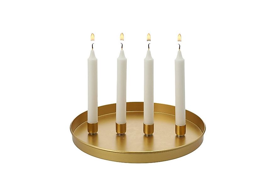 Macosa Home Kerzenhalter Kerzenteller Weiß Schwarz od. Gold rund Metall 25 günstig online kaufen