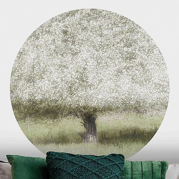 Runde Tapete selbstklebend Verträumter Baum im Garten günstig online kaufen