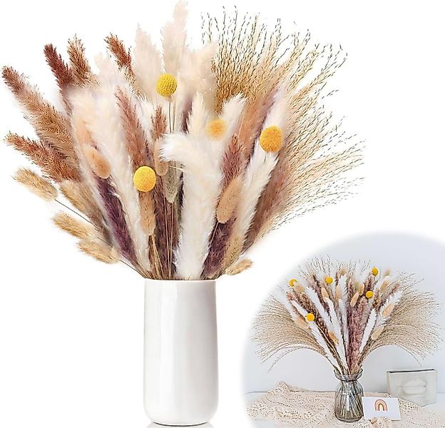Trockenblume Pampasgras Trockenblumen Deko,65 Stück Pampasgras günstig online kaufen
