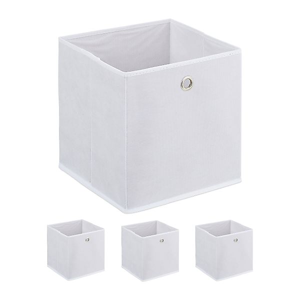 relaxdays Aufbewahrungsbox Weiße Aufbewahrungsbox im 4er günstig online kaufen