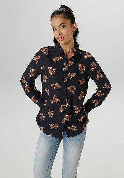 Aniston SELECTED Hemdbluse mit trendigen Teddybärchen bedruckt günstig online kaufen