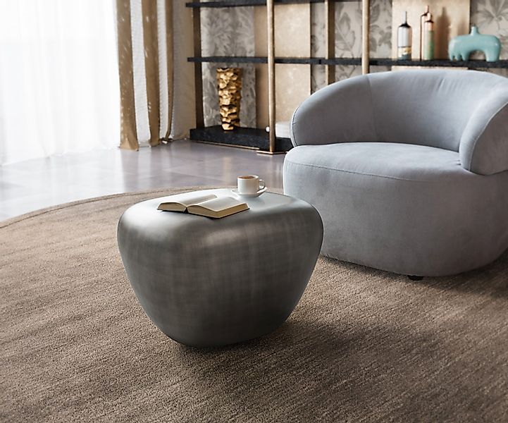 Couchtisch Caramia 65x55 cm Metallic Silber günstig online kaufen