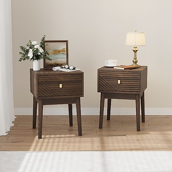 REDOM Nachttisch Kommode,Nightstand (Mid-Century Modern Nussbaum günstig online kaufen
