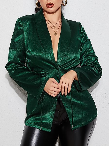 YOINS Green Self Tie Design Langarm Blazer günstig online kaufen
