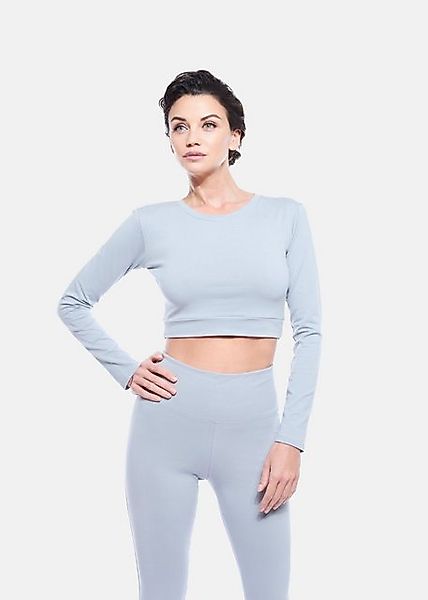 Evoni Crop-Top Damen Langarmshirt Baumwolle Bauchfrei günstig online kaufen