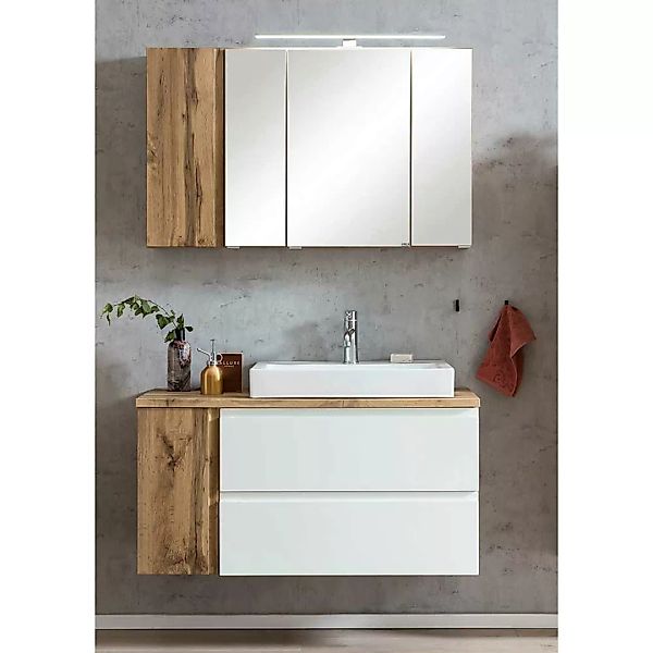 Waschtisch mit Spiegelschrank inklusive Becken 105 cm breit (zweiteilig) günstig online kaufen