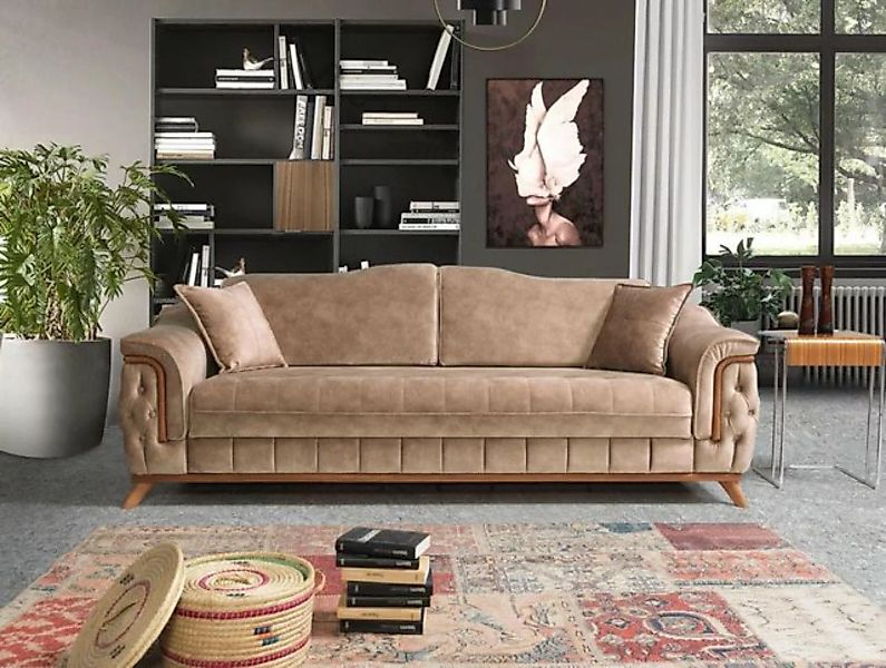 JVmoebel 3-Sitzer Beige Sofa Dreisitzer Modern Polster Sitz Design Textil S günstig online kaufen