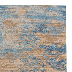 Kurzflor Teppich in Blau und Beige Vintage Look günstig online kaufen