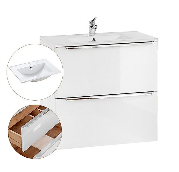 Lomadox Waschtisch TOSKANA-56, weiß 61/58,5/46 cm günstig online kaufen