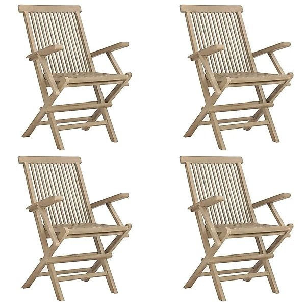 vidaXL Gartenstühle 4 Stk Klappbar Grau 56x61x89 cm Massivholz Teak 3155070 günstig online kaufen