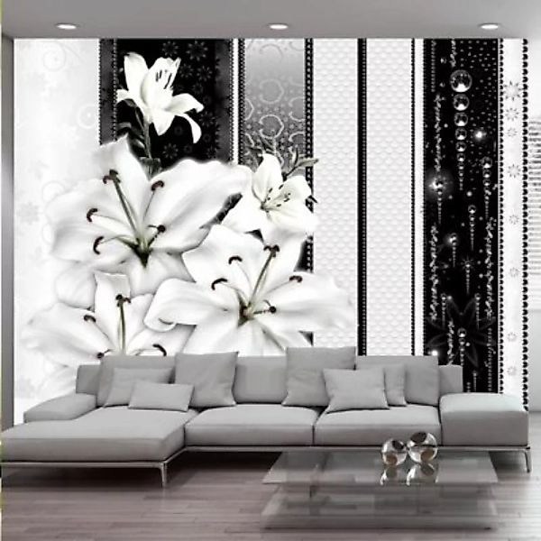 artgeist Fototapete Crying lilies in white schwarz/weiß Gr. 250 x 175 günstig online kaufen