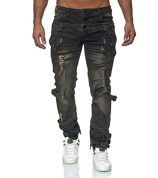 KINGZ Slim-fit-Jeans Herren Designer Jeans mit doppeltem Bund günstig online kaufen