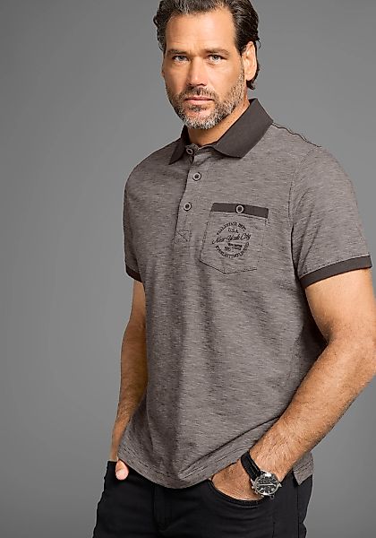 Mans World Poloshirt Kurzarm, Regular Fit, melierte Struktur, Rundhalsaussc günstig online kaufen