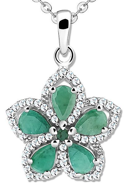Limana Kette mit Anhänger echter Smaragd grün 925 Silber Blume Damenkette S günstig online kaufen