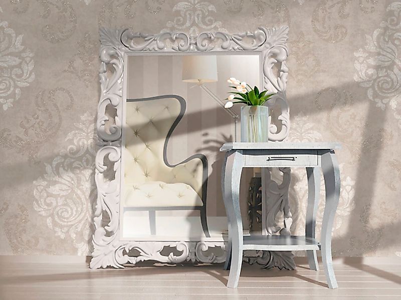 Livingwalls Tapete Barockmuster Schwarz Silber und Grau 53 cm x 10,05 m AS- günstig online kaufen
