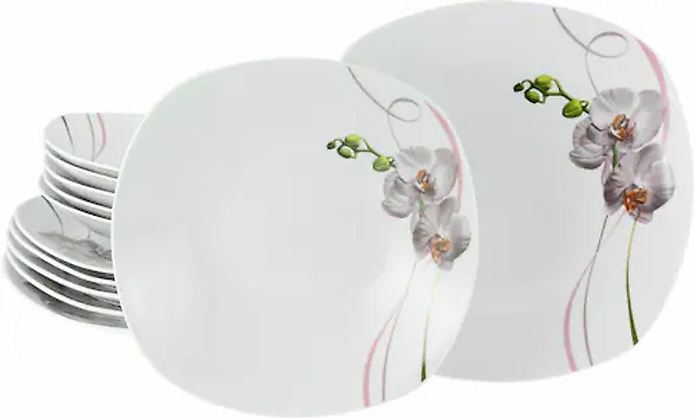 CreaTable Tafelservice »Square Orchidee, Tafel-Service 12-tlg«, (Set, 12 tl günstig online kaufen