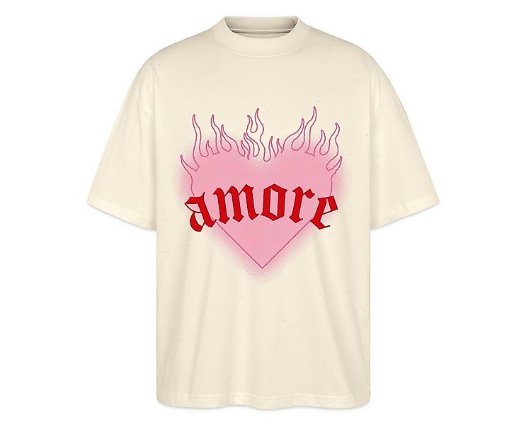 Spreadshirt T-Shirt Amore Festival Y2K Herz Mit Flammen Oversize Unisex T-S günstig online kaufen