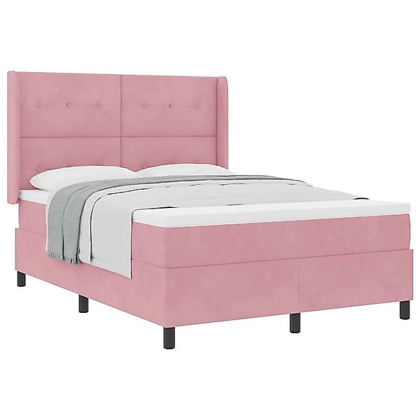 vidaXL Boxspringbett mit Matratze mit Kopfteil Rosa 140 x 190 cm Samt 33420 günstig online kaufen