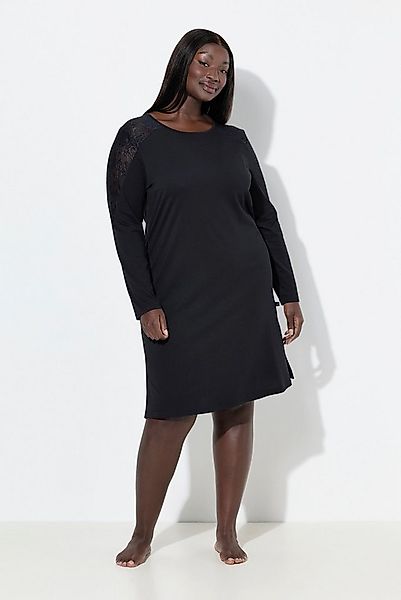 Ulla Popken Bigshirt Nachthemd Spitze Rundhals Langarm Modalmix günstig online kaufen