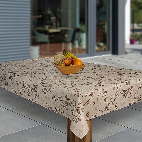 laro Tischdecke Wachstuch-Tischdecken Ranken Beige Braun günstig online kaufen