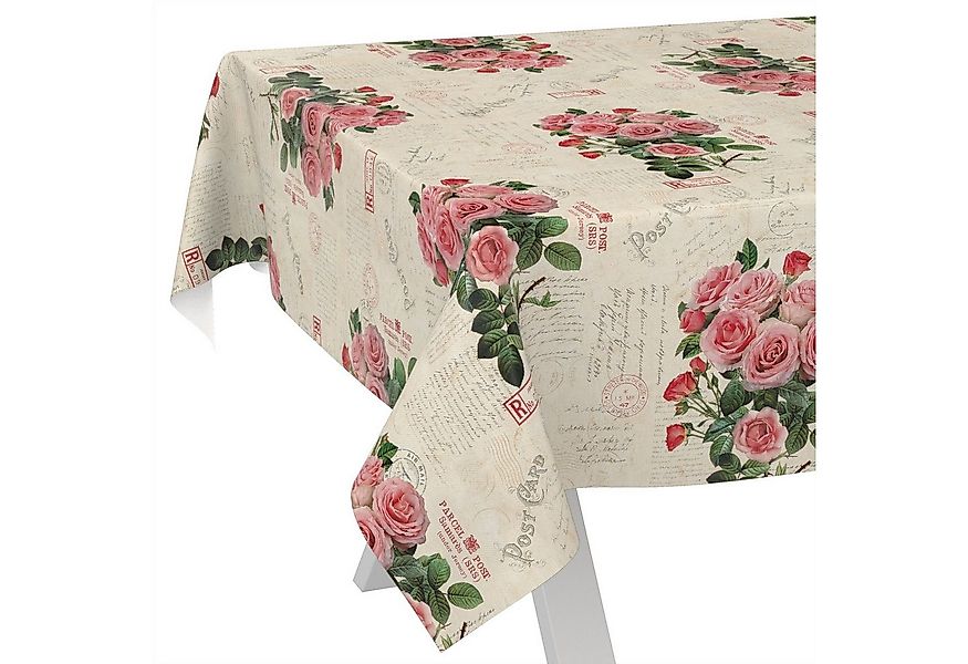 ANRO Tischdecke Wachstuch abwaschbar Postkarte Rosen Tischwäsche (Einzelstü günstig online kaufen
