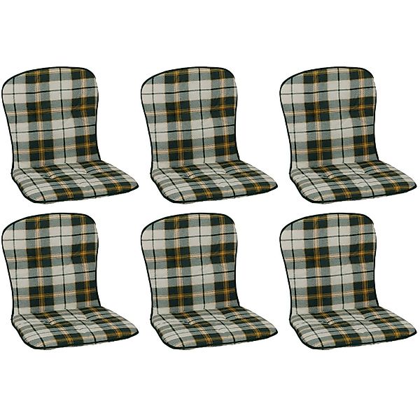 Beo Sitzauflage Niedriglehner Mono 6er-Set Grün kariert günstig online kaufen