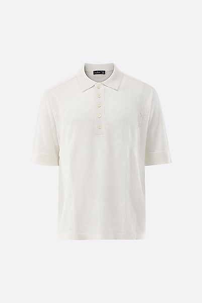 Poloshirt aus Ajoure Strick mit Palmen Design günstig online kaufen