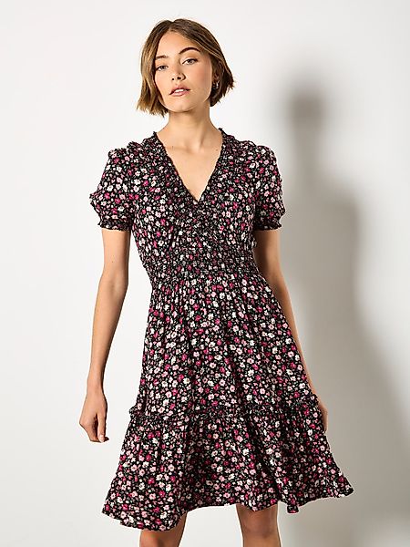 Apricot Minikleid Blumenkleid, mit Raffungen günstig online kaufen
