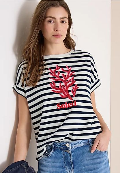 CECIL Kurzarm Sweatshirt mit breiten Streifen günstig online kaufen