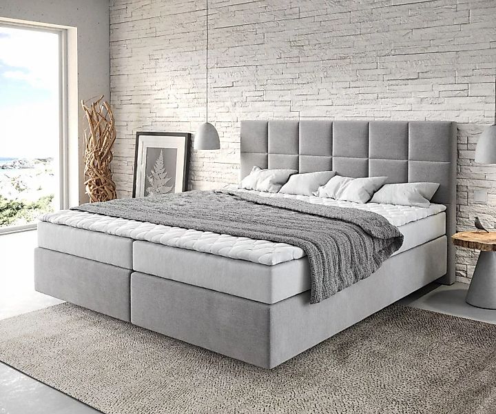 DELIFE Boxspringbett Dream-Fine, Mikrofaser Grau 180x200 cm mit Matratze un günstig online kaufen