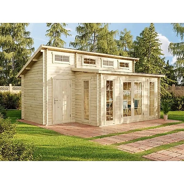 Alpholz Gartenhaus Holz Lausitz ISO mit Anbau, BxT: 594x439 cm, in Naturbel günstig online kaufen