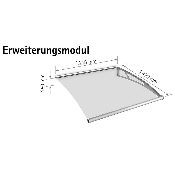 Pultbogenvordach LT-Line XL Erweiterungsmodul V2A/Klar 25 x 121,8 x 142 cm günstig online kaufen