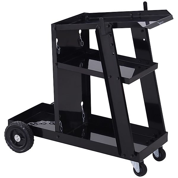 DURHAND Schweißwagen mit 3 Regalen Sicherheitskette Schwarz 71 x 39 x 70cm günstig online kaufen