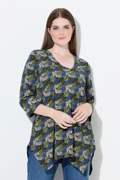 Ulla Popken Longshirt T-Shirt Zipfelsaum V-Ausschnitt günstig online kaufen