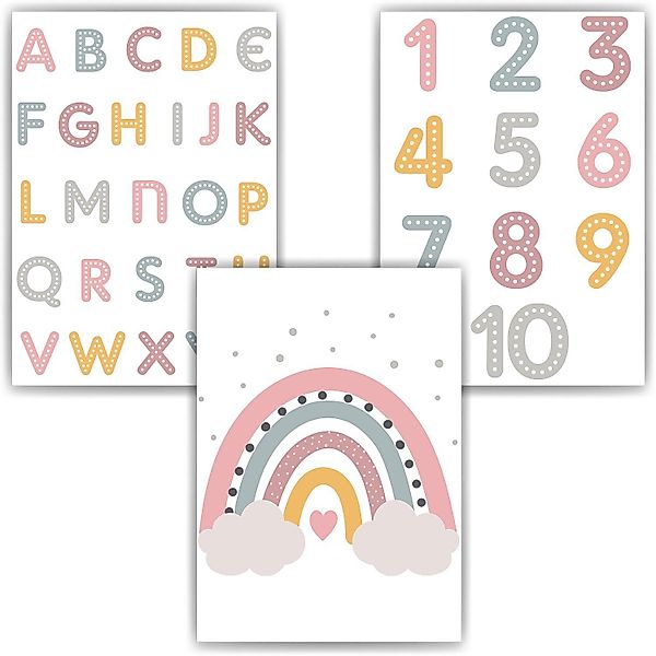 Tigerlino Poster ABC Zahlen Kinderposter 3er günstig online kaufen